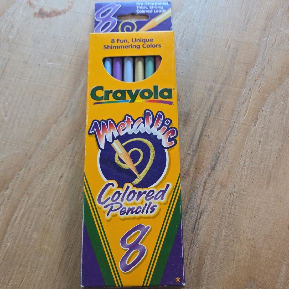 Vintage 1998 Crayola Metallic Colored Pencils - 8 Pack